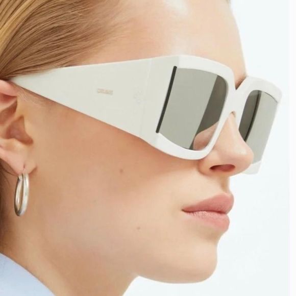 Celine New Oversized Square Acetate Sunglasses in White - Picture 3 of 7